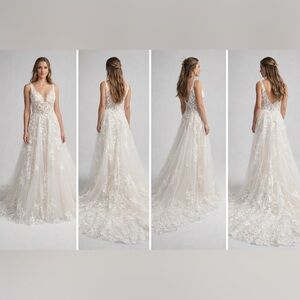 5. Lace Floral Train Wedding Gown - Ivory